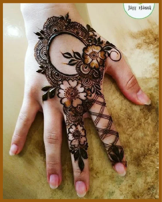 Aesthetic Back Hand Mehndi With Lotus Flower Art